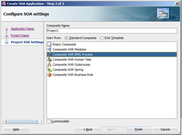 Create SOA Application - Step 3 of 3